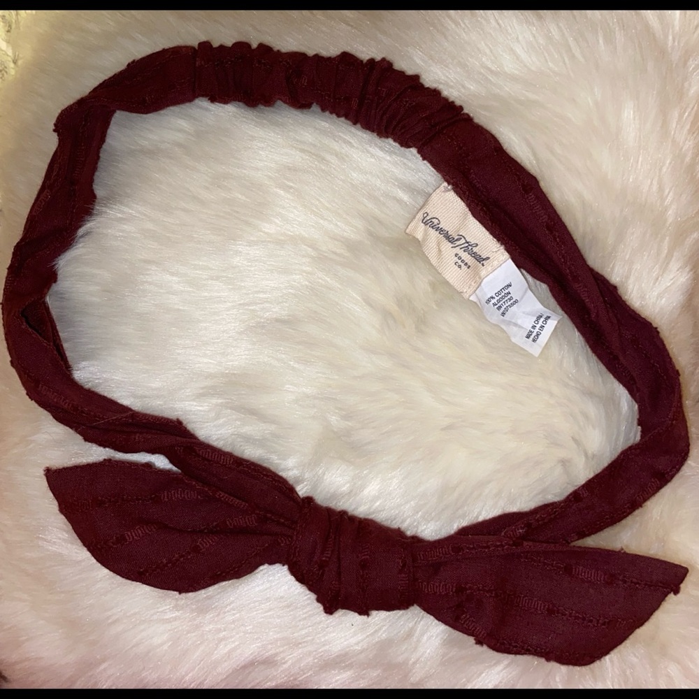ELASTIC MAROON BOW HEAD BAND